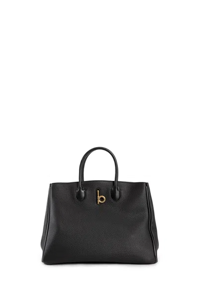 Burberry Medium Rocking Horse Suede Tote Bag In Black