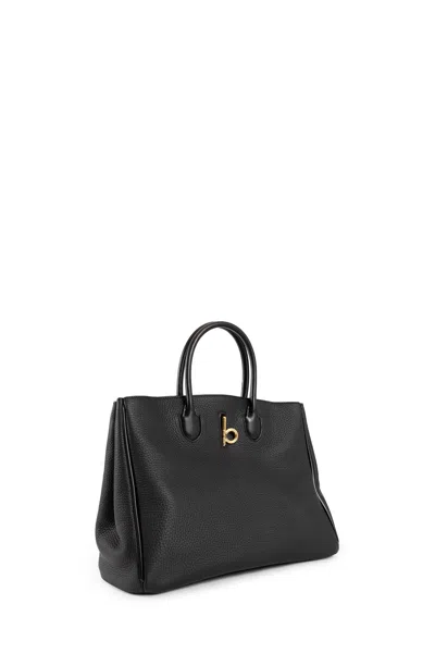 Burberry Medium Rocking Horse Suede Tote Bag In Black
