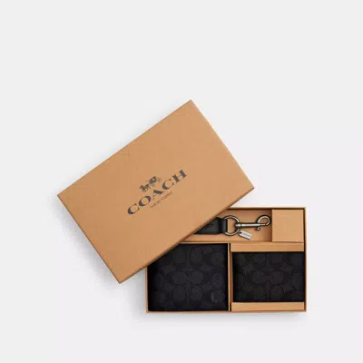 Coach Outlet Boxed 3 In 1 Wallet Gift Set In Signature Canvas In Black
