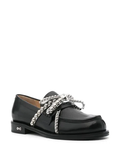 Mach&mach Mach & Mach 'crystal Studs' Loafers In Black