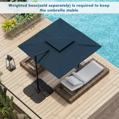 Hivvago 9.5 Feet Cantilever Patio Umbrella With 360â° Rotation And Double Top-coffee