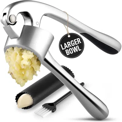 Zulay Kitchen Large Premium Garlic Press Set - Bigger Bowl For Bigger Garlic In Yellow