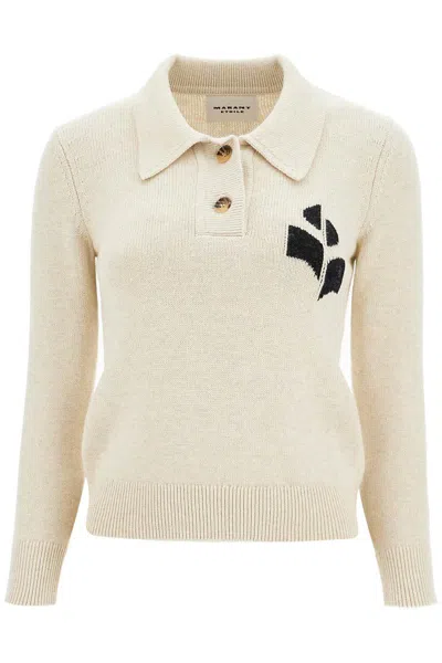 Shop Isabel Marant Étoile Cotton And Wool Nola Polo Pullover In Neutro