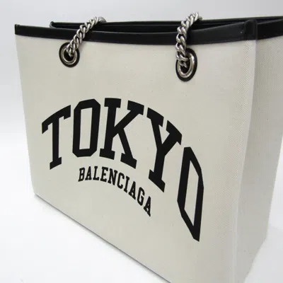 Pre-owned Balenciaga Cabas White Canvas Tote Bag ()