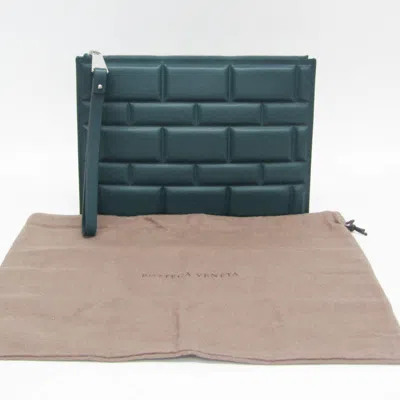 Pre-owned Bottega Veneta Bloc Turquoise Leather Clutch Bag ()