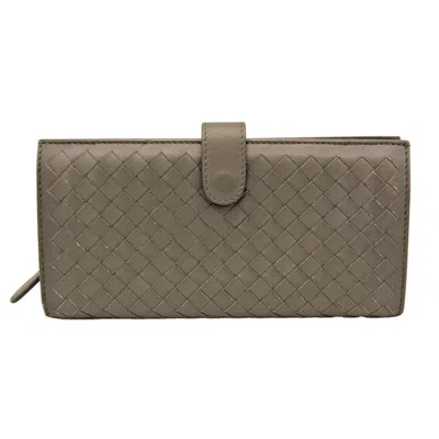 Pre-owned Bottega Veneta Intrecciato Grey Leather Wallet  ()