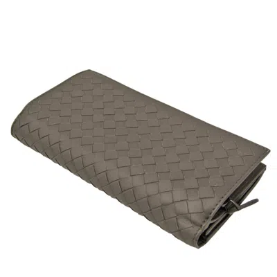 Pre-owned Bottega Veneta Intrecciato Grey Leather Wallet  ()