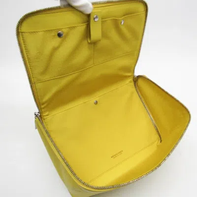 Pre-owned Bottega Veneta Organizer Yellow Leather Clutch Bag ()