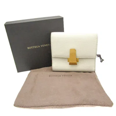 Pre-owned Bottega Veneta Palmerato White Leather Wallet  ()
