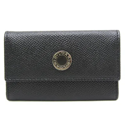 Pre-owned Bulgari Logo Black Leather Wallet  ()