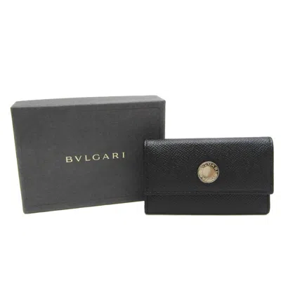 Pre-owned Bulgari Logo Black Leather Wallet  ()