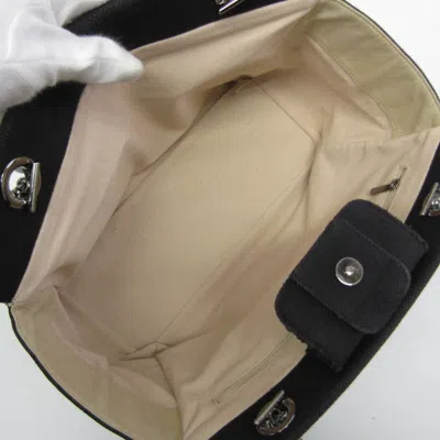 Pre-owned Chanel Chocolate Bar Black Canvas Tote Bag ()