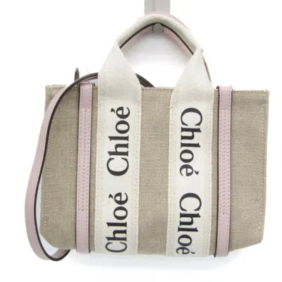 Pre-owned Chloé Woody Beige Canvas Tote Bag ()