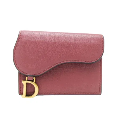 Pre-owned Dior Saddle Pink Leather Wallet  ()