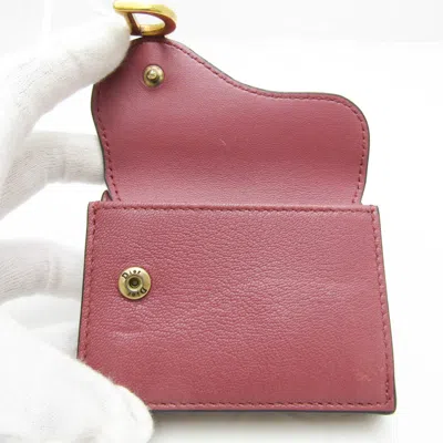 Pre-owned Dior Saddle Pink Leather Wallet  ()