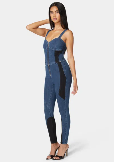 Bebe High Waist Pdr Combo Skinny Leg Jeans In True Blue Wash,black