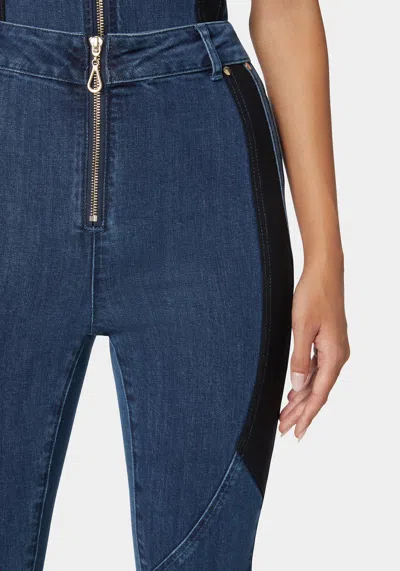 Bebe High Waist Pdr Combo Skinny Leg Jeans In True Blue Wash,black