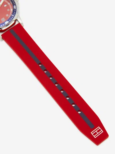 Tommy Hilfiger Boys Logo Strap Watch In Red