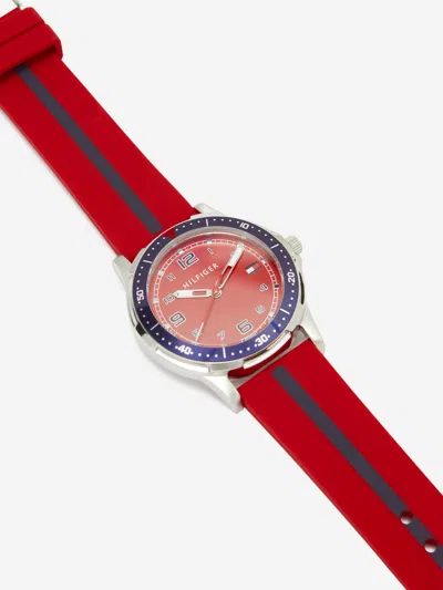 Tommy Hilfiger Boys Logo Strap Watch In Red