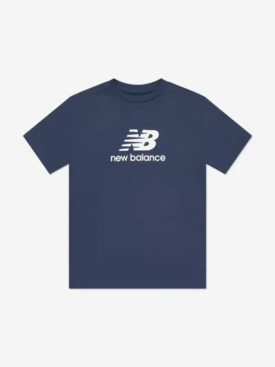 New Balance Boys Jersey Stacked Logo T-shirt In Blue