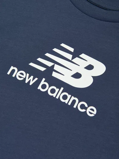 New Balance Boys Jersey Stacked Logo T-shirt In Blue