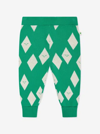 The Bonnie Mob Kids Alden Diamond Knit Joggers In Green