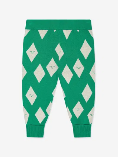 The Bonnie Mob Kids Alden Diamond Knit Joggers In Green