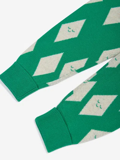 The Bonnie Mob Kids Alden Diamond Knit Joggers In Green