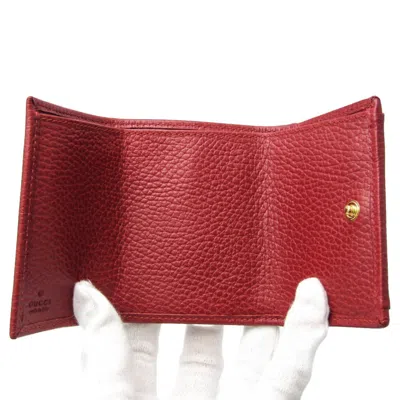 Pre-owned Gucci Marmont Red Leather Wallet  ()