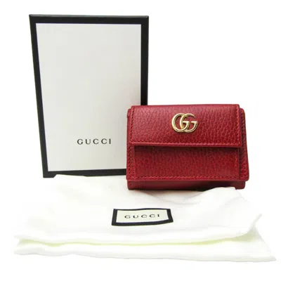 Pre-owned Gucci Marmont Red Leather Wallet  ()