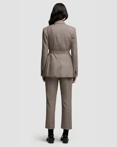Argent Plaid Houndstooth Trouser In Cream/brown Multi