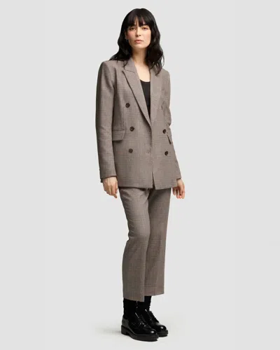 Argent Plaid Houndstooth Trouser In Cream/brown Multi