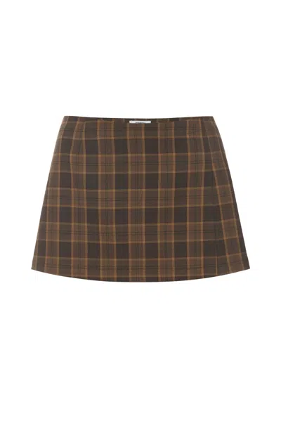Fw24 Micro Mini Skirt In Plaid Brown