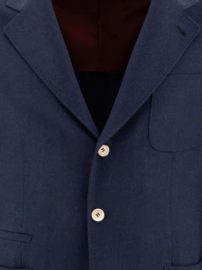 Shop Brunello Cucinelli Wool, Silk And Cashmere Diagonal Deconstructed Blazer With Patch Pockets