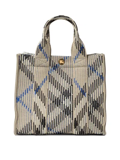 Shop Burberry "mini Check" Knitted Tote