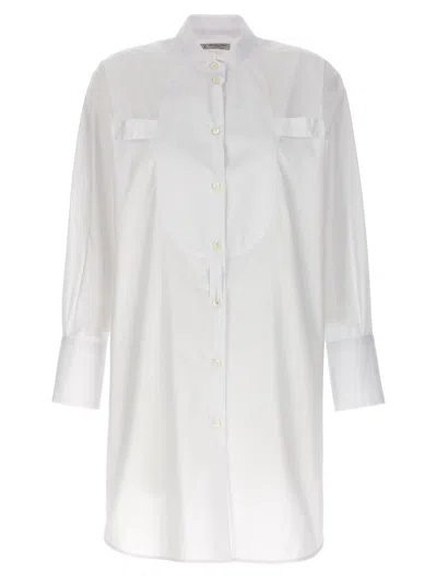 Alberto Biani White Long Plastron Tuxedo Shirt In White