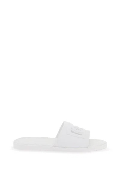 Dolce & Gabbana White Sandals With Logo Detail In Rubber Man In Multi