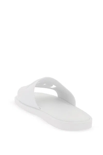 Dolce & Gabbana White Sandals With Logo Detail In Rubber Man In Multi