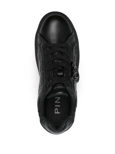 Shop Pinko All-over Debossed Yoko Sneakers In Black