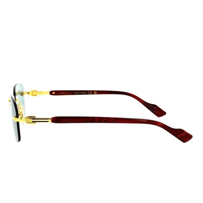 Gucci Gold Burgundy Green Metal Sunglasses In Gold