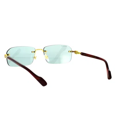 Gucci Gold Burgundy Green Metal Sunglasses In Gold
