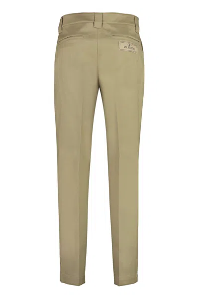 Shop Valentino Garavani Cotton Gabardine Trousers In Beige