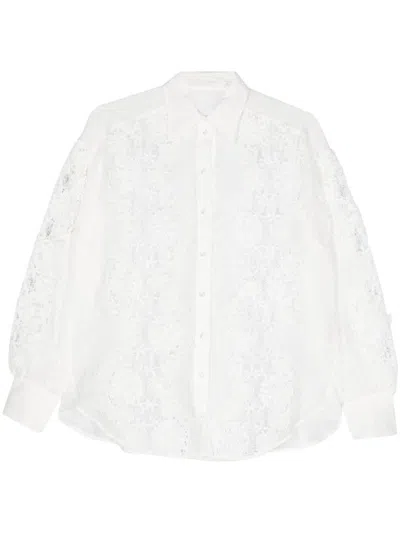 Shop Zimmermann Halliday Shirt In Floral Lace In Beige