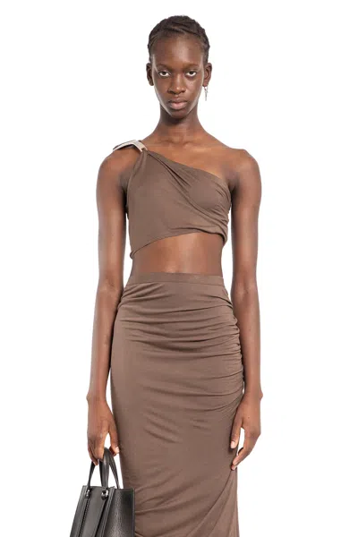 Rick Owens Woman Beige Tops In Beige