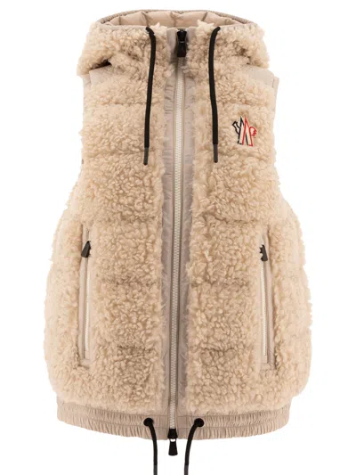 Shop Moncler Grenoble Shearling Down Vest