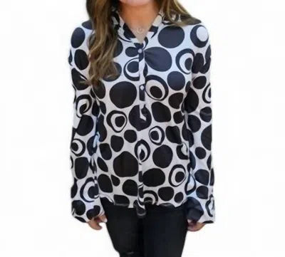 Erma’s Closet Polka Dot Pullover Top In Black/white In Multi
