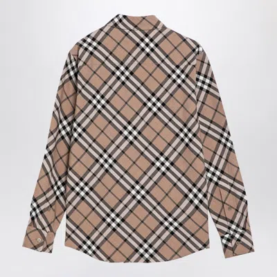 Burberry Check Pattern Wool Blend Shirt Women In Brown