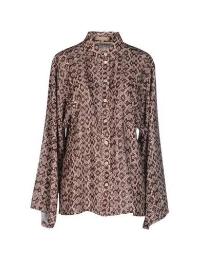 Michael Kors Patterned Shirts & Blouses In Brown