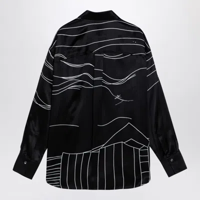 Ferragamo Black Silk Satin Shirt In Black