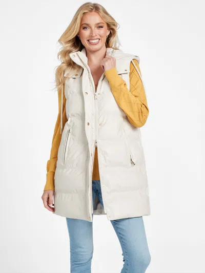 Guess Factory Eveleen Faux-leather Longline Vest In Yellow